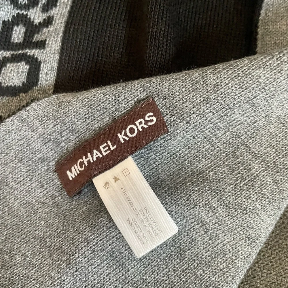 Michael Kors Black and Gray Logo Scarf